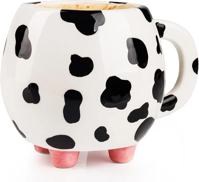 Cow-print ceramic mug: the photograph the seller supplied